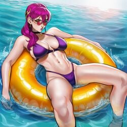 1girls ai ai_assisted ai_generated bikini bikini_bottom bikini_top daytime evelynn eyes_closed fit fit_female glasses in_water inflatable_tube kda league_of_legends prussia123 purple_hair relaxed relaxing sexy sexy_body sexy_clothing sexy_female solo solo_female sunglasses water
