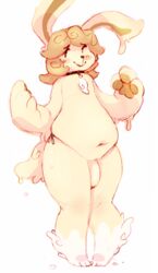 anthro belly chubby collar color dripping furry goo hair isalacious lagomorph liquid long_ears male male_only mammal nude penis rabbit simple_background solo thighs white_background