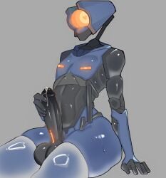 1boy android big_penis black_penis femboy galeforcekid hand_on_penis heart_eyes looking_at_viewer machine male oiled_skin penis precum precum_drip robot simple_background solo solo_male sweat tagme thick_thighs thighhighs ultrakill v1_(ultrakill)