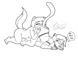 anthro ass black_and_white breasts closed_eyes cunnilingus debby_katt duo feline female fur furry hair incest kneeling licking mammal mcfly0crash monochrome oral oral_sex plain_background sex sibling sisters terry_katt tongue twincest twins vaginal_penetration yuri