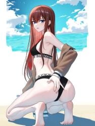 1girls 2025 absurd_res ai ai_animation ai_generated ai_video animated arm_belt bare_shoulders beach belt belt_buckle bikini bikini_bottom bikini_top black_clothing blacked blacked_clothing blue_eyes blue_sky bottle breasts brown_hair buckle cleavage cloud clouds collarbone cowboy_shot day dr_pepper ear edit edited edited_art eyebrows eyebrows_visible_through_hair eyes eyes_open female female_focus female_only hair hair_between_eyes high_quality high_resolution highres holding holding_object jacket jacket_off_shoulders jacket_partially_removed leather_belt light-skinned_female light_body light_skin long_hair long_sleeves looking_at_viewer loose_necktie makise_kurisu navel necktie open_eyes open_mouth outdoors red_hair red_necktie sea shorter_than_10_seconds sky slap slapping slapping_ass slapping_butt slapping_own_ass sleeves snowbunny solo standing steins;gate stomach sweat sweatdrop sweating sweaty swimsuit tagme teeth teeth_visible tie tongue upper_teeth upper_teeth_only video water wet wet_body wet_clothes wet_clothing wet_skin white_background white_body white_skin