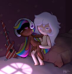 1boy anal_sex bedroom chocolate_and_vanilla cookie_run cookie_run_kingdom cumming_while_penetrating cute dark-skinned_femboy dark-skinned_male dark-skinned_sissy dark-skinned_sub dark-skinned_twink dark_skin dj_cookie enemies_to_lovers feet_in_air femboy femboysub gay gay_sex height_difference impaled_by_penis male male/male male_focus male_only male_penetrating_male moaning_in_pleasure night nonbinary orgasm_face penis precum_drip rainbow_hair rockstar_cookie shivering small_sub_big_dom smaller_male stand_and_carry_position standing_sex submissive_male white_hair
