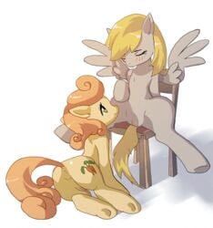 animated ass blonde_hair blush carrot_top_(mlp) chair cunnilingus cutie_mark derpy_hooves equine female friendship_is_magic fur grey_fur hair horse mammal my_little_pony nenna nennanennanenna no_breasts oral oral_sex orange_hair pegasus pony pussy_juice sex vaginal_penetration wings yellow_fur yuri