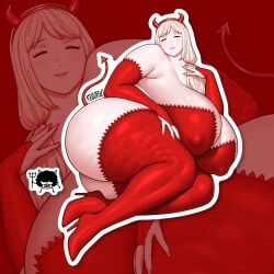 antonio_(fellatrix) big_breasts big_butt blonde blonde_female breasts cellulite cleavage cosplay devil devil_girl devil_horns devil_tail fellatrix female helen_(fellatrix) nipple_bulge nipples_visible_through_clothing original red_clothing veiny_breasts