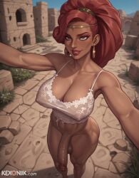 1futa abs ai_generated armpits balls big_nose breasts breath_of_the_wild camisole cleavage clothes_pull cute_face dark_skin dickgirl erect_nipples fit flaccid from_above futa_only futanari gerudo huge_ass huge_breasts huge_cock huge_testicles intersex kexonik laughing lingerie narrow_waist penis perky_breasts puffy_nipples red_hair sagging_breasts scrotum selfie skindentation solo testicles the_legend_of_zelda thick_thighs toned translucent urbosa veiny_penis