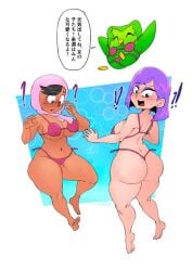 2girls aged_up alternate_ass_size alternate_body_type alternate_breast_size arab arabian_female big_ass big_breasts bikini bikini_only breasts duo_(duolingo) duolingo duolingo:_the_final_test female hijab lily_(duolingo) purple_hair ruddyrzaq short_hair suprised_look translation_request zari_(duolingo)