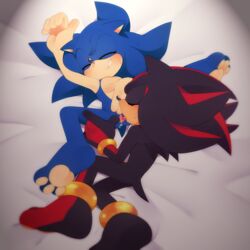 3_toes 7mii biting_lip blush closed_eyes cunnilingus cuntboy erection intersex looking_pleasured oral_sex pawpads pussy pussy_juice_trail rule_63 shadow_the_hedgehog sonadow sonic_(series) sonic_the_hedgehog spread_legs