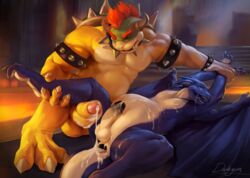 2014 after_sex anthro anus balls barefoot big_balls big_feet blue_dragon bowser claws cum cum_in_ass cum_inside cum_on_balls cum_on_penis cum_string darkgem dragon erection full gaping gaping_anus grasp hi_res king koopa lying male male_only mario_(series) nintendo nude on_back on_floor orgasm penis reptile royalty scalie shell spikes toe_claws turtle uncut wings yaoi