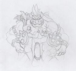 ass big_ass bowser furry furry_only gay iggy_koopa koopa koopaling koopalings male male_only mario_(series) monochrome morton_koopa_jr. multiple_males mylakovich nintendo sketch