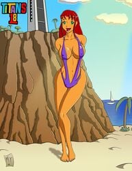 dc erect_nipples magictowers solo starfire swimsuit teen_titans