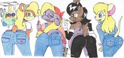 4girls activision anthro anthrofied ass back_view bent_over chao_(sonic) chip_'n_dale_rescue_rangers coco_bandicoot crash_(series) crossover denim disney female female_focus gadget_hackwrench jeans liquiddookie05 looking_back multiple_girls naughty_dog nicole_the_lynx penelope_(sly_cooper) presenting sega sly_cooper_(series) smooth_fur sonic_(series) thighs tight_pants