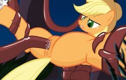 animated anus applejack_(mlp) ass drill equine friendship_is_magic furry furry_only horse mammal my_little_pony penetration pony pussy smooth_skin tentacle tentacle_rape tiarawhy vaginal_penetration