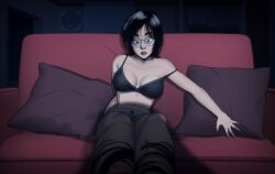 2girls animated bra clothed clothed_female clothed_female_nude_female feet female female_only foot_fetish kidetic kissing_feet kusujinn licking_feet nude nude_female nude_female_clothed_female original_character sadako_yamamura static sucking_feet tagme television the_ring toe_sucking tongue yamamura_sadako yuri