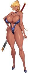 1girls absurd_res arm_on_hip big_boobs big_breasts big_thighs blush blush_lines blushing breasts_bigger_than_head curvy curvy_body curvy_female curvy_figure elf_ears gurimjang huge_boobs huge_breasts huge_thighs long_hair simple_background solo solo_female solo_focus tan_body tan_skin tanned tanned_body tanned_female tanned_skin thick_thighs voluptuous voluptuous_body voluptuous_female