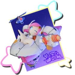 background big_ass bottomless bottomless_female business_suit_(mech_suit) clothing female kirby_(series) nintendo presenting_ass presenting_butt presenting_hindquarters puffy_pussy pussy sitting space space_background star_(symbol) susanna_patrya_haltmann susie_(kirby) topwear topwear_only transparent_background yaarnwurm