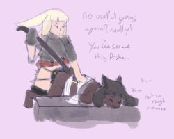 2girls angry angry_expression angry_face angry_sex asha_(rabbit_and_steel) begging begging_for_mercy black-haired_female black_hair black_tail blonde_female blonde_hair cat_ears cat_girl catgirl chaton dark-skinned_female dark_skin defender_(rabbit_and_steel) female female_only female_penetrated female_penetrating_female forced from_behind laying_on_stomach laying_on_table lesbian lesbian_sex light-skinned_female light_skin mino_dev moaning partially_clothed pulling_tail punishment pushing_down rabbit_and_steel sex sex_from_behind strap-on strapon tail_grab tail_pull white_clothing yuri