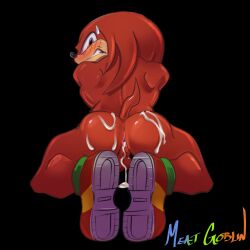 absurd_res after_sex anthro anus ass athletic athletic_male backsack balls ballsack blush bodily_fluids clothing cum cum_drip cum_in_ass cum_inside cum_on_balls cum_on_butt dripping echidna embarrased_horny footwear footwear_only genital_fluids genitals hi_res kneeling knuckles_the_echidna looking_back male male/male mammal meatgoblin monotreme mostly_nude sega shoes shoes_only solo sonic_(series) sonic_the_hedgehog_(series)