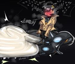 1futa balls balls_bigger_than_breasts balls_clench ballsack big_ass black_bodysuit black_hair blush bodysuit breasts brown_jacket closed_eyes condom condom_balloon condom_clothing condom_filling condom_suit cum cum_in_bodysuit cum_in_clothes cum_in_suit cum_under_clothes cumming dialogue ejaculation emma_(pokemon) emma_(pokemon_legends:_z-a) erection erection_under_clothes espurr female futanari game_freak hair hair_ornament half-closed_eyes heart huge_balls huge_cock huge_testicles intersex jacket jerking latex latex_suit leg_spread legs_up massive_balls massive_penis masturbation matiere_(pokemon) matiere_(pokemon_legends:_z-a) moaning nintendo nyasper oblivious one_eye_closed one_eye_half-closed orgasm orgasm_face penis pokemon pokemon_(species) pokemon_legends:_z-a purple_eyes short_hair smile smothering solo solo_female squatting stroking_penis tayuri tenting testicles testicles_clench thick_thighs thighs tight_clothing tomboy_futa tomboyish unaware