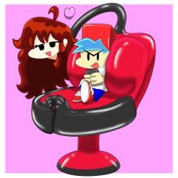auburn_hair blue_hair boyfriend_(friday_night_funkin) breasts bubblayheart chair elastic elastic_body elastic_neck female friday_night_funkin game_controller girlfriend_(friday_night_funkin) laying_on_breasts lazygoodra playing_videogame sketch stretchy stretchy_arms stretchy_body stretchy_gf_(bubblayheart) stretchy_legs stretchy_neck stretchy_torso tagme transformation