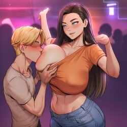 1boy 1girls ai_generated animated black_hair blue_eyes breast_sucking breastfeeding breasts cheating cocky cocky_smile demigoddess ear female forehead heroes_of_olympus jeans lactation large_breasts light-skinned_female lighting long_hair male mp4 nai_diffusion netorare nipple_holes nipples novelai orange_shirt percy_jackson_and_the_olympians raiderofcause rich_female silena_beauregard tagme unfaithful video