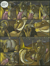 3_fingers 69 all_fours anal anthro anus ass balls clothed clothing comic couple donkey dragon duo english_text equine erection fellatio from_behind fur gay grey_fur half-dressed hand_on_ass horn interspecies licking looking_back male male_only mammal morca muscles narse night nude open_mouth oral oral_sex pants penis precum raised_tail reptile rimming saliva scalie sex size_difference star text tongue tongue_out vein veiny_penis yaoi