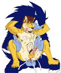 anal balls cum cum_inside daxterdingo fur male male_only multiple_males penis sega sonic_(series) sonic_the_werehog werehog yaoi