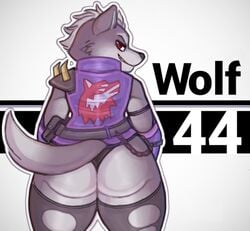 anthro ass canine clothing furry grey_fur looking_at_viewer looking_back male male_only nintendo pkaocko red_eyes smile solo solo_focus star_fox tail wolf wolf_o'donnell