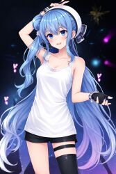 about_to_be_raped ai_generated armpits camisole fertile flat_chest hoshimachi_suisei white_singlet
