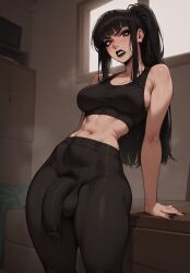 1futa abs ai_generated ass balls big_ass big_breasts big_butt big_hips big_penis black_eyeshadow black_lip black_lips black_lipstick black_makeup breasts cleavage dick dickgirl eyebrows eyelashes female futa_only futanari goth goth_futa goth_girl goth_makeup gothic gothic_girl gothified grin grinning grinning_at_viewer hair hands-free huge_cock indoors intersex lips long_hair looking_at_viewer makeup midriff narrow_waist narrowed_eyes navel nose pants penis ponytail seducing seductive seductive_eyes seductive_gaze seductive_look seductive_mouth seductive_pose seductive_smile smile smile_at_viewer smiley_face smooth_balls smooth_penis smooth_skin solo solo_dickgirl solo_focus solo_futa tank_top testicles velonix yoga_pants