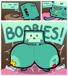 absurd_res adventure_time ambiguous_gender animate_inanimate areola artist_name blush bmo boing border breast_expansion breast_growth breasts carpet cartoon_network controller dialogue digital_media_(artwork) dpad endowed_animate_inanimate endowed_dire_machine excited expansion game_cartridge growth happy hi_res machine nipples nonbinary_(lore) open_mouth open_smile pincoosh raised_leg robot screen screen_face sequence sitting smile solo sound_effects speech_bubble standing text unusual_anatomy unusual_nipples white_border