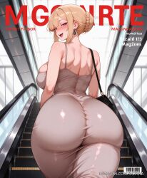 ai_generated ass bag blonde_hair blush breasts curvaceous curvaceous_body curvy curvy_body curvy_female earrings evelyn_chevalier female hair_bun handbag huge_ass jewelry large_breasts looking_back mature mihoyo open_mouth purple_eyes scinna self_upload solo stable_diffusion zenless_zone_zero