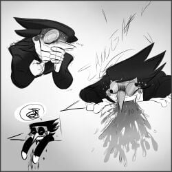 1boy deltarune emetophilia male male_only puke sketch solo spamton_g_spamton swirly_eyes vomit