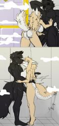 2025 abs absurd_res adam_manchester anthro ass bathing biceps big_breasts big_penis black_body black_fur black_hair black_penis breasts butcher_pal butt_grab canid canine canis chest_tuft closed_eyes colored comic crotch_tuft deltoids detailed_background digital_drawing_(artwork) digital_media_(artwork) duo erection eye_through_hair eyebrow_through_hair eyebrows female female_anthro foreskin freckled_face freckles fur genitals hair hand_on_butt hi_res humanoid_genitalia humanoid_penis hybrid male male/female male_anthro mammal motion_lines muscular muscular_anthro muscular_male nude nude_anthro nude_female nude_male pecs penis penis_grab pink_vulva procyonid quads raccoon red_eyes sex shower shower_head shower_room shower_sex showering showering_together standing standing_sex steam tail tail_motion tan_body tan_fur tan_hair tongue tongue_out translucent translucent_hair tuft vulva water wet wet_body wet_fur white_body white_fur wolf