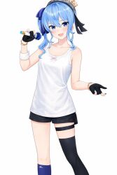 ai_generated camisole fertile_female flat_chested hoshimachi_suisei no_bra no_penetration only_female singlet white_singlet