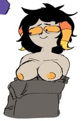 1girls alien alien_girl alien_humanoid areolae big_breasts black_eyes black_hair black_sweater breasts chixie_roixmr embarrassed embarrassed_expression female female_only flushed_face flustered gray_body grey_skin hair hiveswap homestuck homestuck_troll horns humanoid long_sleeves looking_away ms_paint_adventures nipples orange_areola orange_horns orange_nipples orange_sclera showing_breasts sketch sketch_page smile smiling solo solo_female sweater sweater_pull top_view topwear topwear_down topwear_pull troll white_background