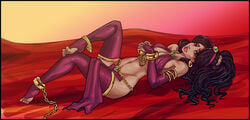 aladdin ankle_cuffs arabian arabian_clothes bed belly_dancer belly_dancer_outfit black_hair bocas_top bondage bound brown_eyes captured captured_heroine chains damsel_in_distress dick_hammersmith disney disney_princess domination enslaved enslaved_royal erect_nipples female female_only femsub forced forced_presentation forced_submission harem_girl harem_outfit human humiliation large_breasts loincloth long_hair mind_control objectification on_bed outdoors princess_jasmine scared sex_slave slave slave_outfit slavegirl solo submissive_female sweating voluptuous worried wrist_cuffs