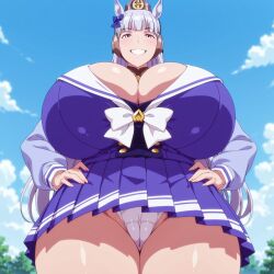 1girls ai_generated big_breasts big_thighs breasts busty clothed clothed_female clothing curvy enormous_breasts female giant_breasts gigantic_breasts gigantic_thighs gold_ship_(umamusume) horse_ears horse_girl horse_tail huge_breasts huge_thighs large_breasts large_thighs massive_breasts massive_thighs mrsthicc panties smile thick_thighs thighs umamusume under_view voluptuous wide_thighs