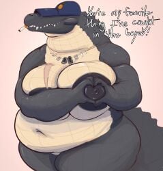 1girls big_breasts chubby chubby_female crocodile crocodilian doctordj huge_breasts thick_thighs valentine's_day voluptuous voluptuous_female