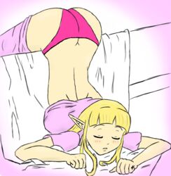 female female_only hylian nintendo pajamas panties pineapplelicious pink_panties princess_zelda skyward_sword solo the_legend_of_zelda zelda_(skyward_sword)