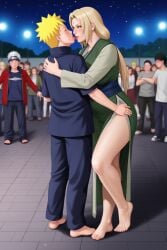 ai_generated couple dancing dating demo003 high_slit_dress naruto older_female street tsunade uzumaki_naruto younger_male