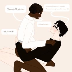 arnold_cunningham belt blush braids curly_hair dialogue freckles glasses half-dressed han_solo_(cosplay) nabulungi_hatmimbi princess_leia_(cosplay) roleplay speech speech_bubble speech_bubbles text text_box text_bubble the_book_of_mormon_musical user200047 variant