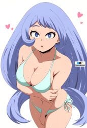 1girls ass big_ass big_breasts bikini blue_eyes blue_hair breasts female female_focus female_only heart long_hair looking_at_viewer my_hero_academia navel nejire_hado open_mouth solo solo_female solo_focus sweat swimsuit thick_thighs tsuranukko