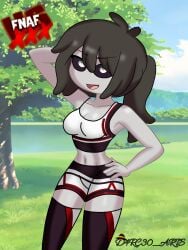 alternate_version_available black_hair cheerleader_uniform d4rc30_arts dir_arts fhs fhsz3r0 fnafhs fnafhs_z3ro fnafhsrule34 fred_(fnafhs) frida_(fnafhs) grey_skin rule_63 rule_63 rule_63 strip_game white_hair