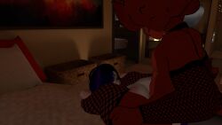 1boy 1futa bed breast fexa fexa_(cryptiacurves) foxy_(fnaf) futa_on_femboy leggings riding_penis vrchat