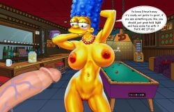 hair_blue huge_breasts marge_simpson milf pool_table the_simpsons