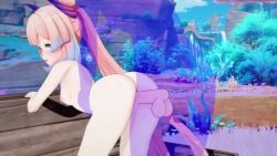 1boy 1girls 3d_(artwork) animated chris_flandre cum cum_in_pussy doggy_style feet genshin_impact koikatsu outdoors sangonomiya_kokomi sex soles sound tagme translucent_body vaginal_penetration video