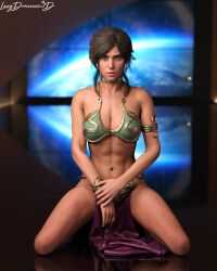 3d athletic athletic_female brown_eyes brown_hair busty cosplay female female_focus female_only hourglass_figure lara_croft lazydreamer3d long_hair pose posing slave_leia_(cosplay) star_wars tagme tomb_raider wide_hips