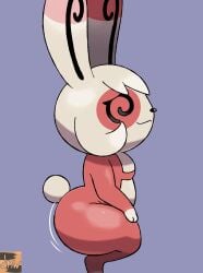 big_ass big_butt darknwindie generation_3_pokemon nintendo pokemon pokemon_(species) red_body red_fur shaking_ass shaking_butt spinda thick_ass thick_thighs twerking twerking_position two_tone_body two_tone_fur white_body white_fur wide_hips