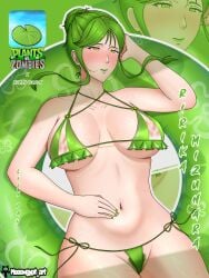 1girl 1girls 2d english_text female female_focus female_only gijinka human human_female large_breasts light-skinned_female lily_pad_(plants_vs._zombies) lily_pad_(pvz) meeowgypt mommy nipples_visible_through_clothing plant plants_vs._zombies plants_vs_zombies pubic_hair_peek solo solo_female text video_game_character watermark