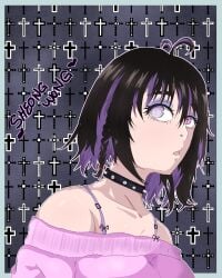 black_hair heterochromia oc original_character pink_eyes punk_girl purple purple_eyes purple_hair ruriitsuri ruriitsuri_(oc) sheong_wong sheong_wongrnfemale short_hair